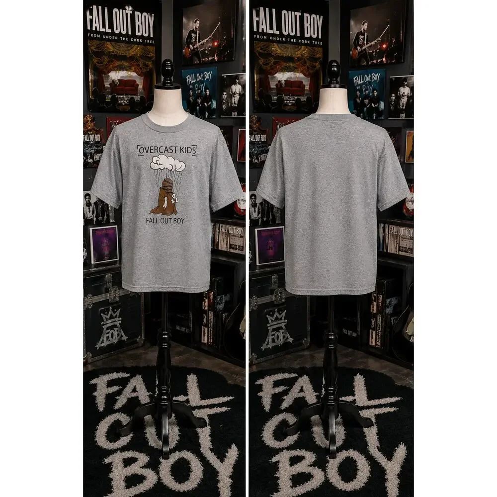 Fall Out Boy Overcast Kids Graphic Tee Youth Large Band Shirt Y2K